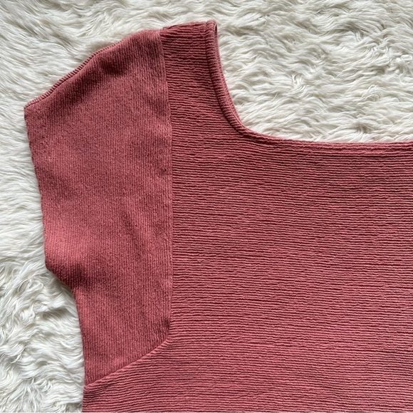Madewell Top Ottoman Jacquard Square-Neck Textured Rose Dust M - Picture 5 of 10